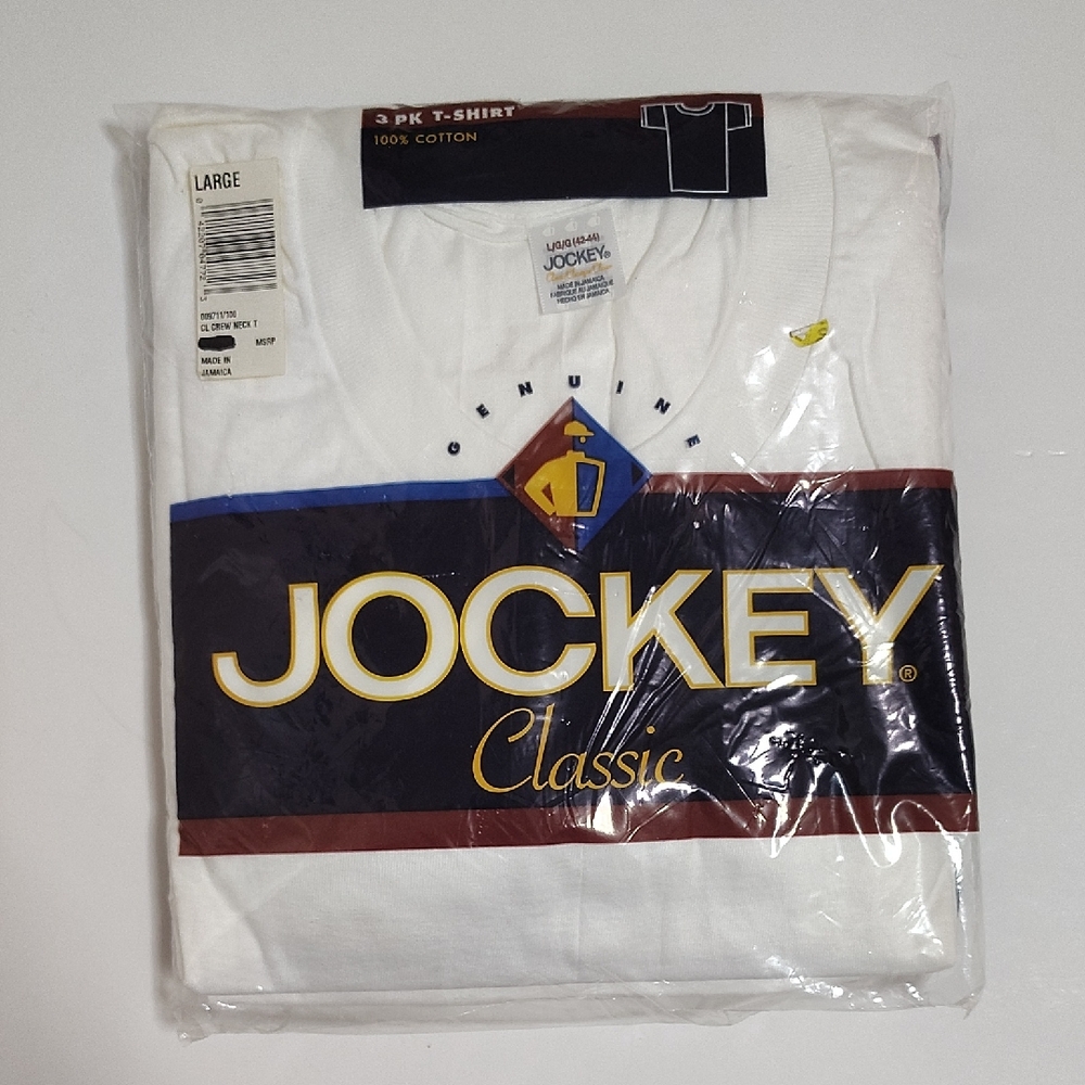 Vtg 1999 Jockey Classic White Cotton T-Shirt 3 Pack Sz Large